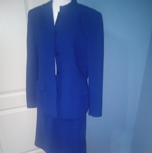 Kasper Royal Blue Blazer and Skirt Ensemble - Picture 1 of 3